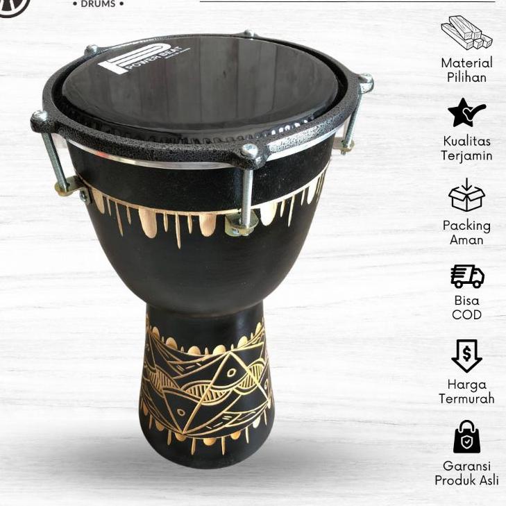 Terbagus.. Kendang Gendang Jimbe Darbuka Pakai Mika 8 Inch Ukir Super Black Berkualitas