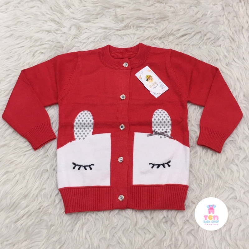 Jaket Bayi Bunny Anak Perempuan Rajut Knit Import (Jaket bayi new born, jaket bulu, sweater, cardigan)-1