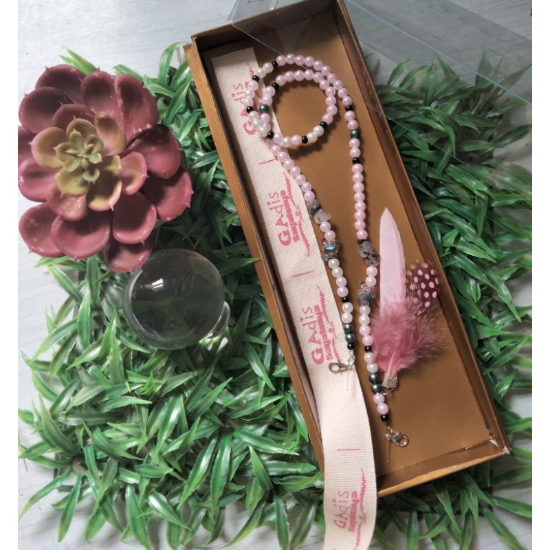 Kalung masker/strap masker/connector masker premium bulu polkadot