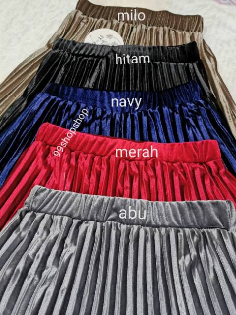 Rok beludru panjang/spring autuam/payung/lebar/velvet/Plisket/import/bangkok