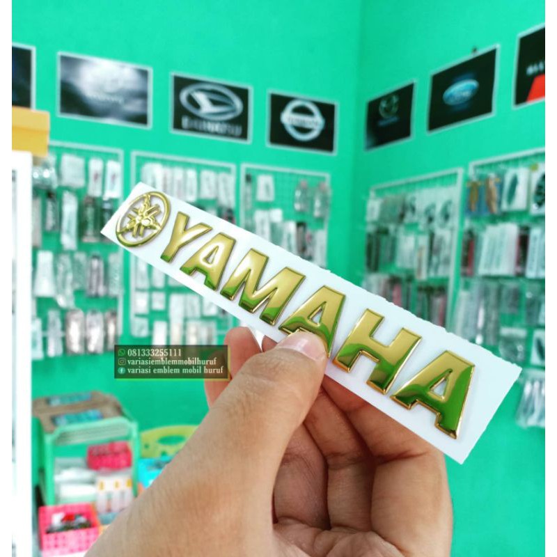 Emblem logo motor yamaha gold 1PCSuntuk nmax aerox mio soul gt xeon vixion