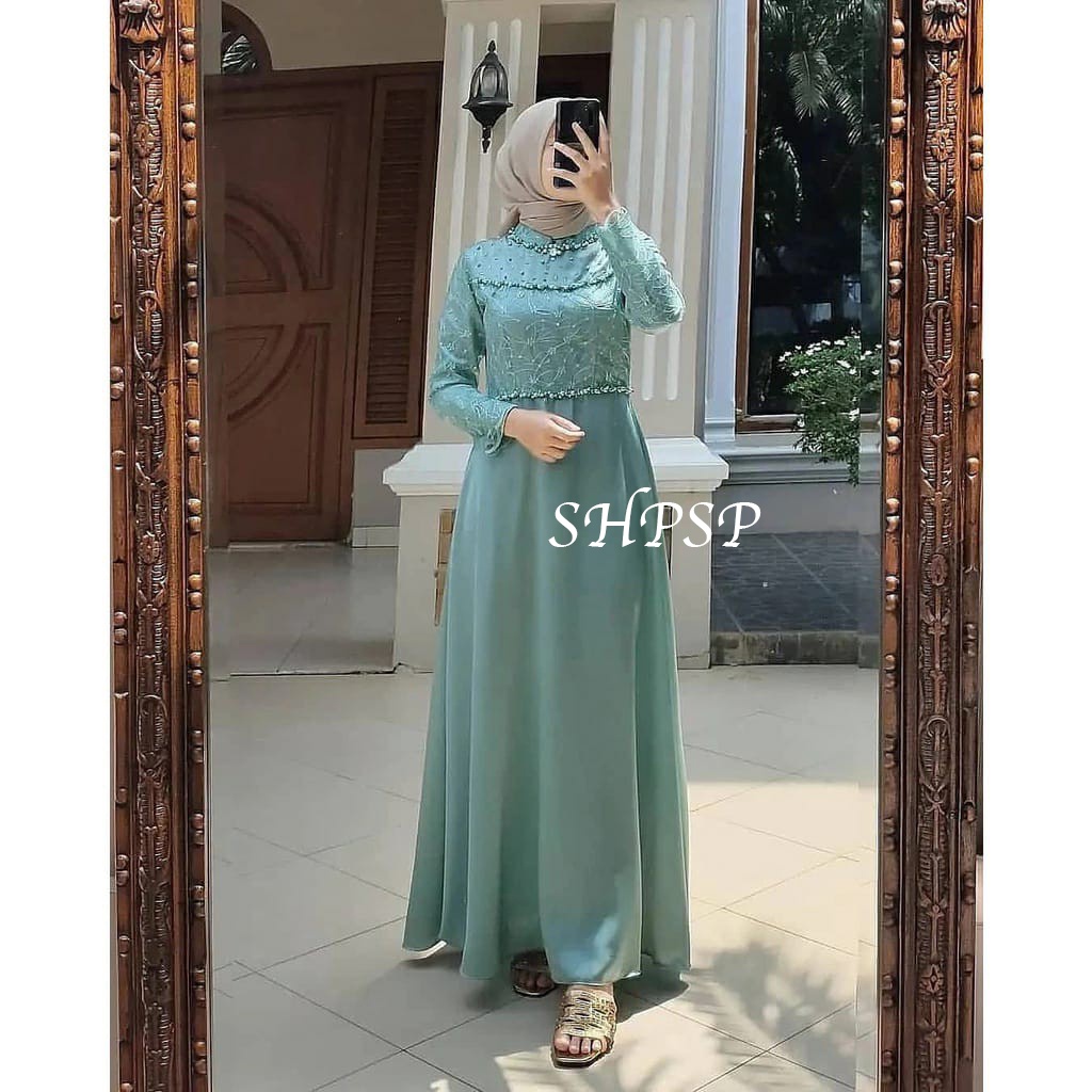 Komplit 7 Warna - Tiara Syabella DRESS Payet cantik BRUKAT TILE/  BISA COD MAXI DRESS GAMIS BROKAT LUNA DRESS BRUKAT TULLE KEKINIAN OUTFIT PESTA SERAGAMAN BRIDESMAID-GAMIS-BROKAT-TILLE-DRESS-KONDANGAN-GAMIS-LEBARAN