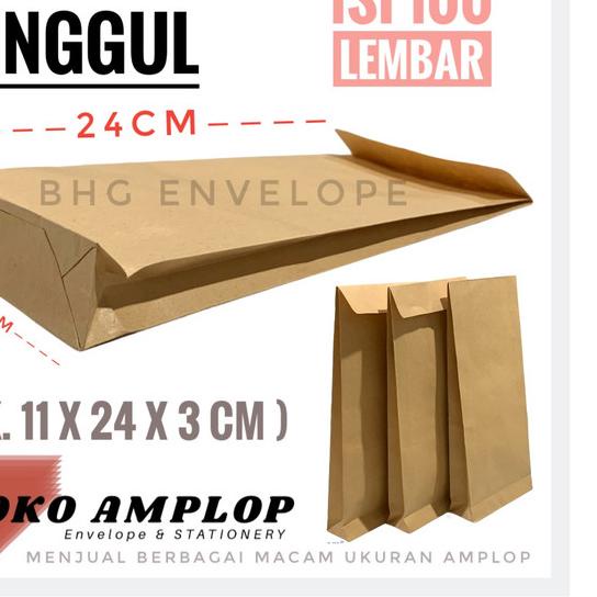 

✬ Amplop Coklat Kabinet PINGGUL 11x24Cm isi 100lbr ◌
