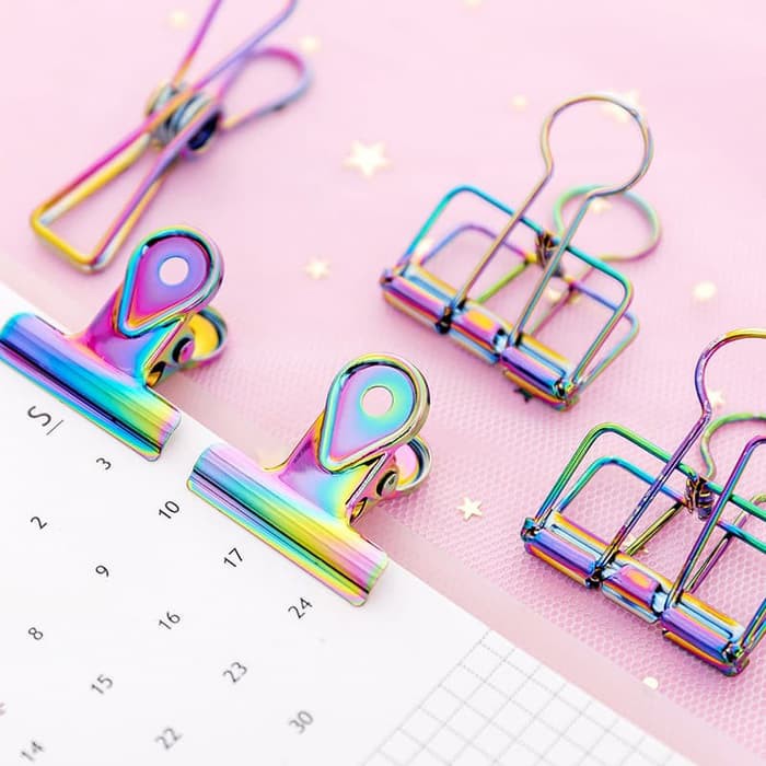 

Klip Kertas Penjepit Kertas Transparan Rainbow 5 x 1.5 cm