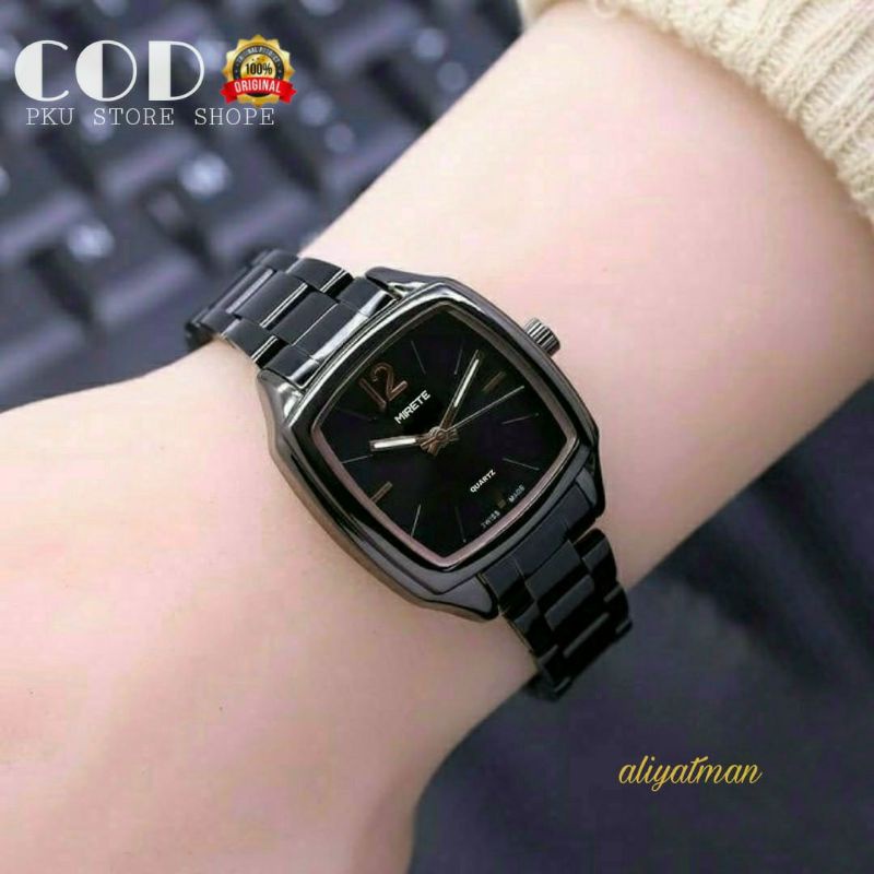 JAM FASHION LADIES MIRETE TALI RANTAI STAINLIS OVAL FREE BATRAI JAM TANGAN WANITA/CEWEK JAM TANGGAN WANITA TERLARIS TAHAN AIR