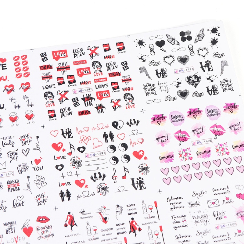 Siy 12pcs Stiker Kuku Motif Campur Untuk Perlengkapan Nail Art Wanita