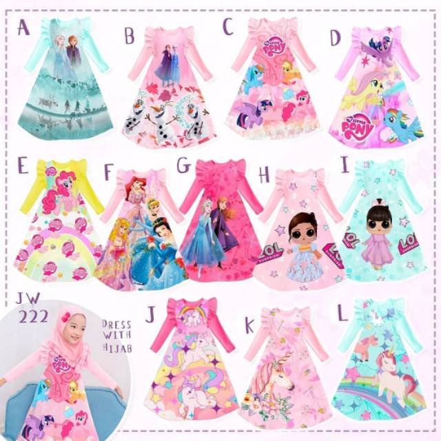 Gamis Anak Tulle Polkadot with Pashmina