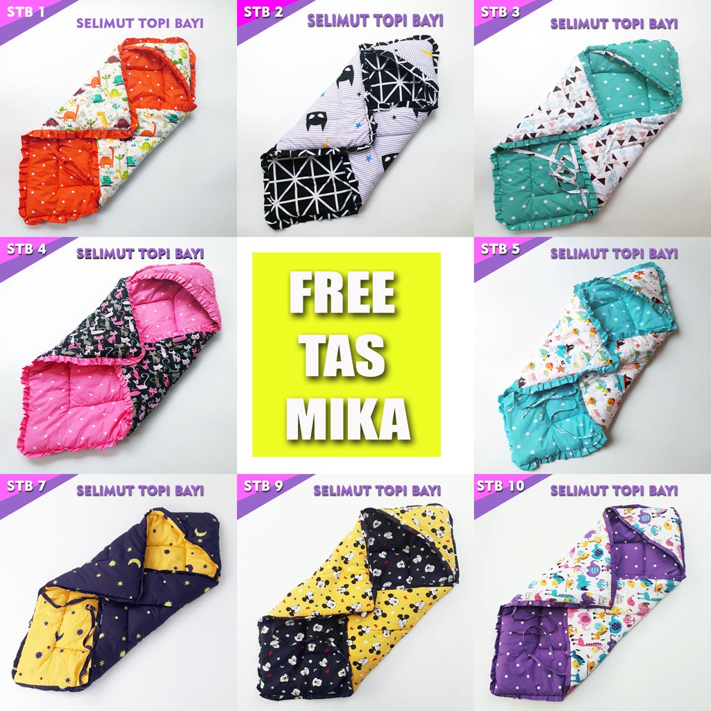 PAS ONLINE - Selimut Topi Bayi FREE TAS MIKA