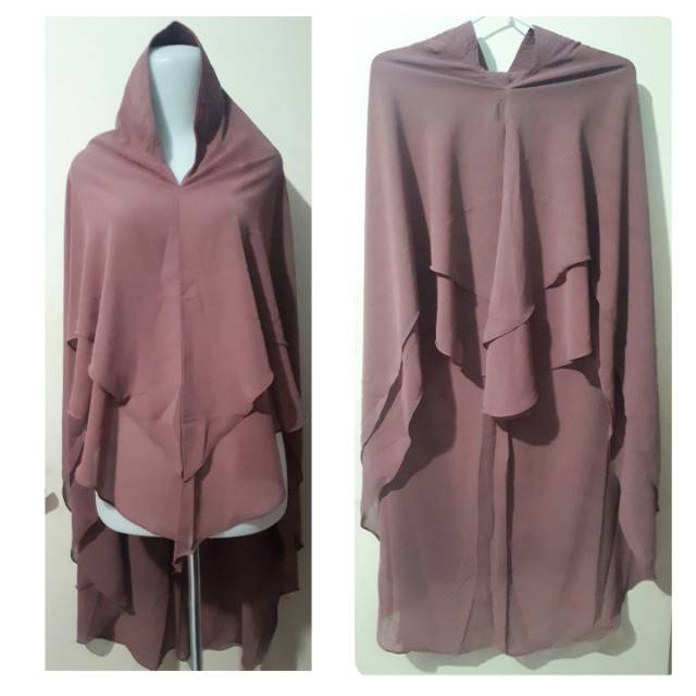 Terbaru Khimar 2Layer Pet Antem Ceruti Ori Babydoll Size Jumbo Warna Coklat Mocca