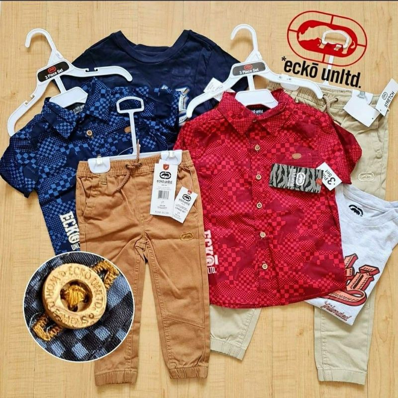 Setelan anak Ecko Unltd. 3 in 1 (Kemeja, kaos & celana panjang)