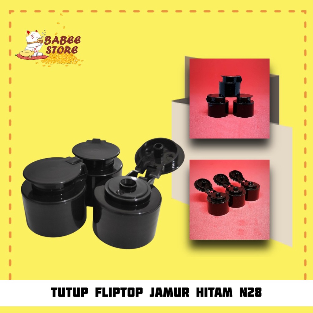 TUTUP FLIPTOP HITAM JAMUR NECK 28 - TUTUP FLIPTOP JAMUR HITAM NECK 28 UNTUK BOTOL 500ML DAN 1L