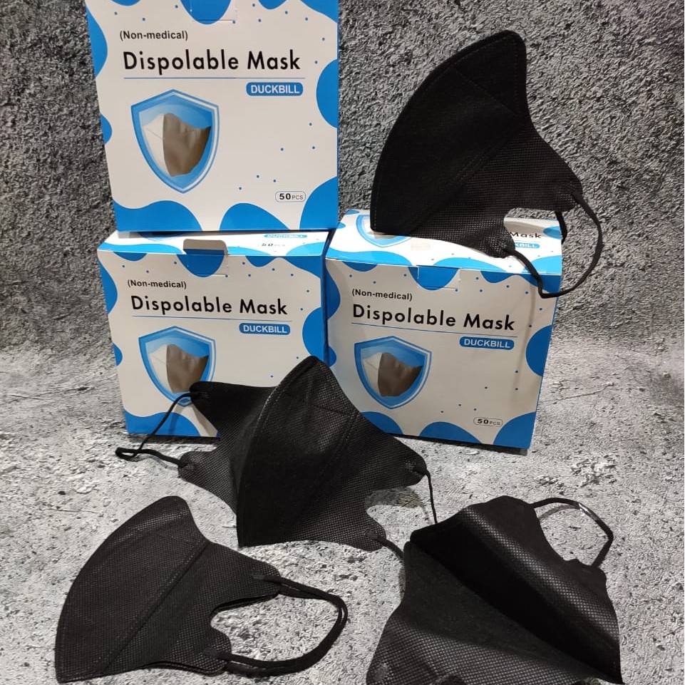 PER BOX ISI 50 - MASKER DUCKBILL MURAH FACE MASK 3PLY BFE 95% - HITAM PUTIH WARNA RAINBOW MURAH TERMURAH
