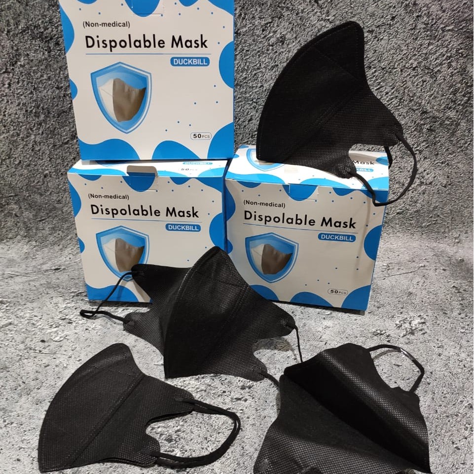 PER BOX ISI 50 - MASKER DUCKBILL MURAH FACE MASK 3PLY BFE 95% - HITAM PUTIH WARNA RAINBOW MURAH TERMURAH