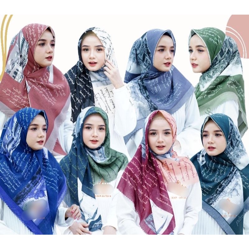 TERBARU JILBAB SEGIEMPAT VOAL MOTIF KORAN ARAB LASER CUT ORIGINAL 110×110-2