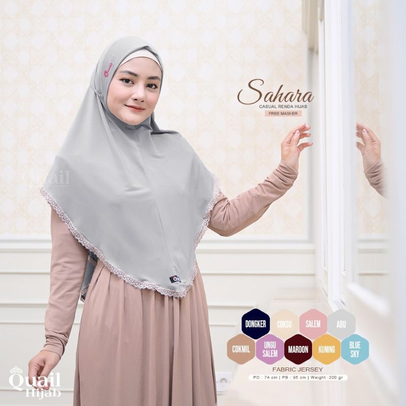 Jilbab instan Renda Quail model Sahara
