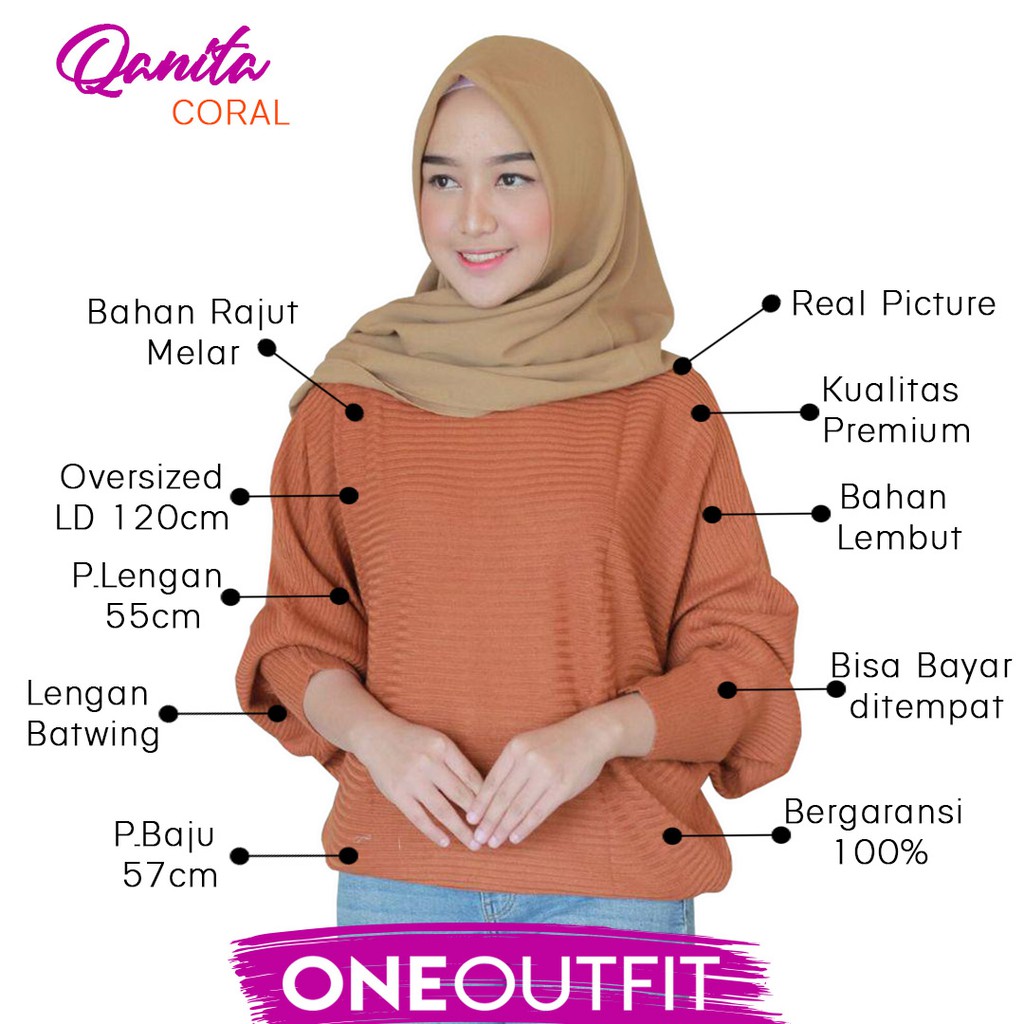  Baju  Rajut  Wanita Fashion Qanita Jumbo Bata hitam kuning  