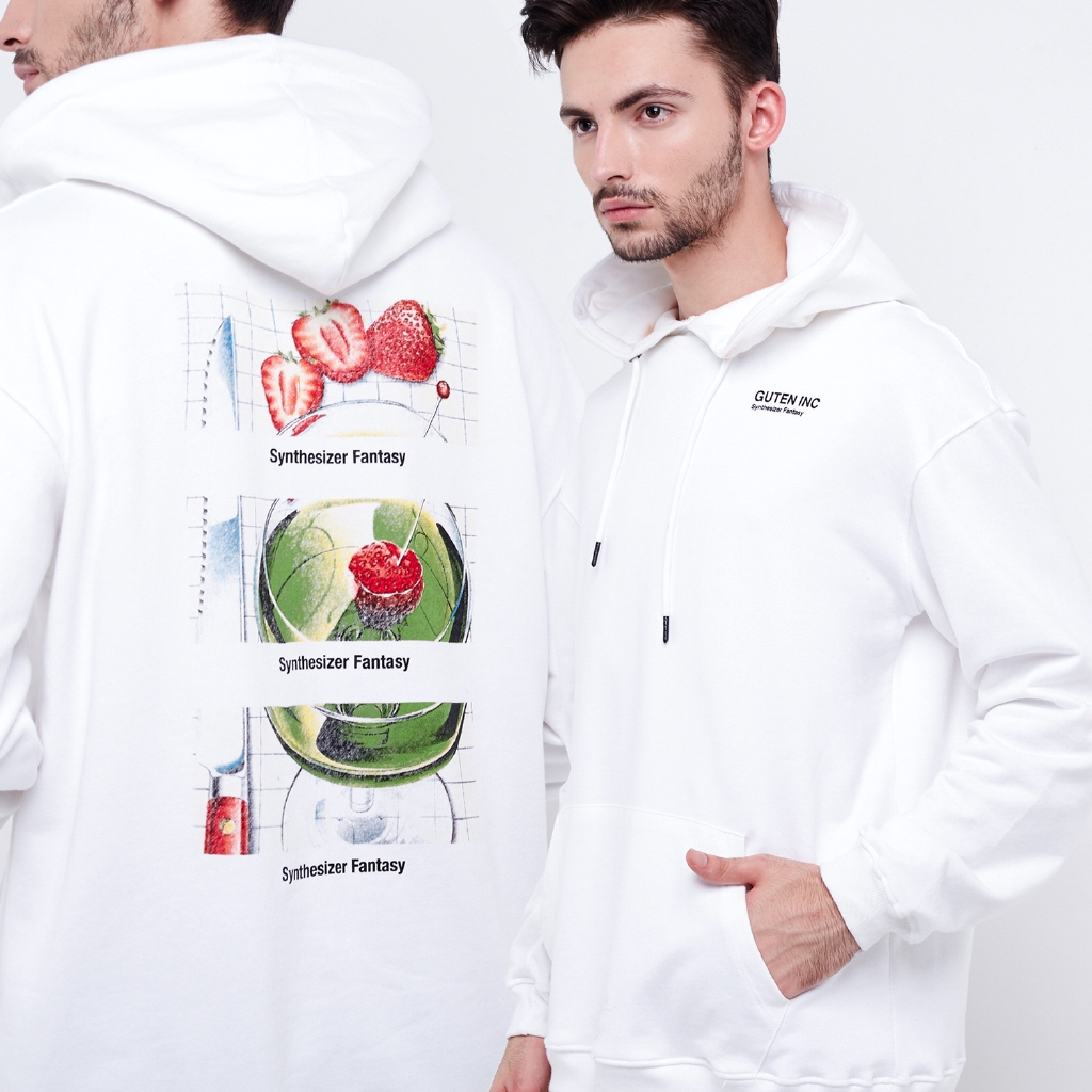 Guteninc - Citypop White Hoodie / Jaket putih sweater