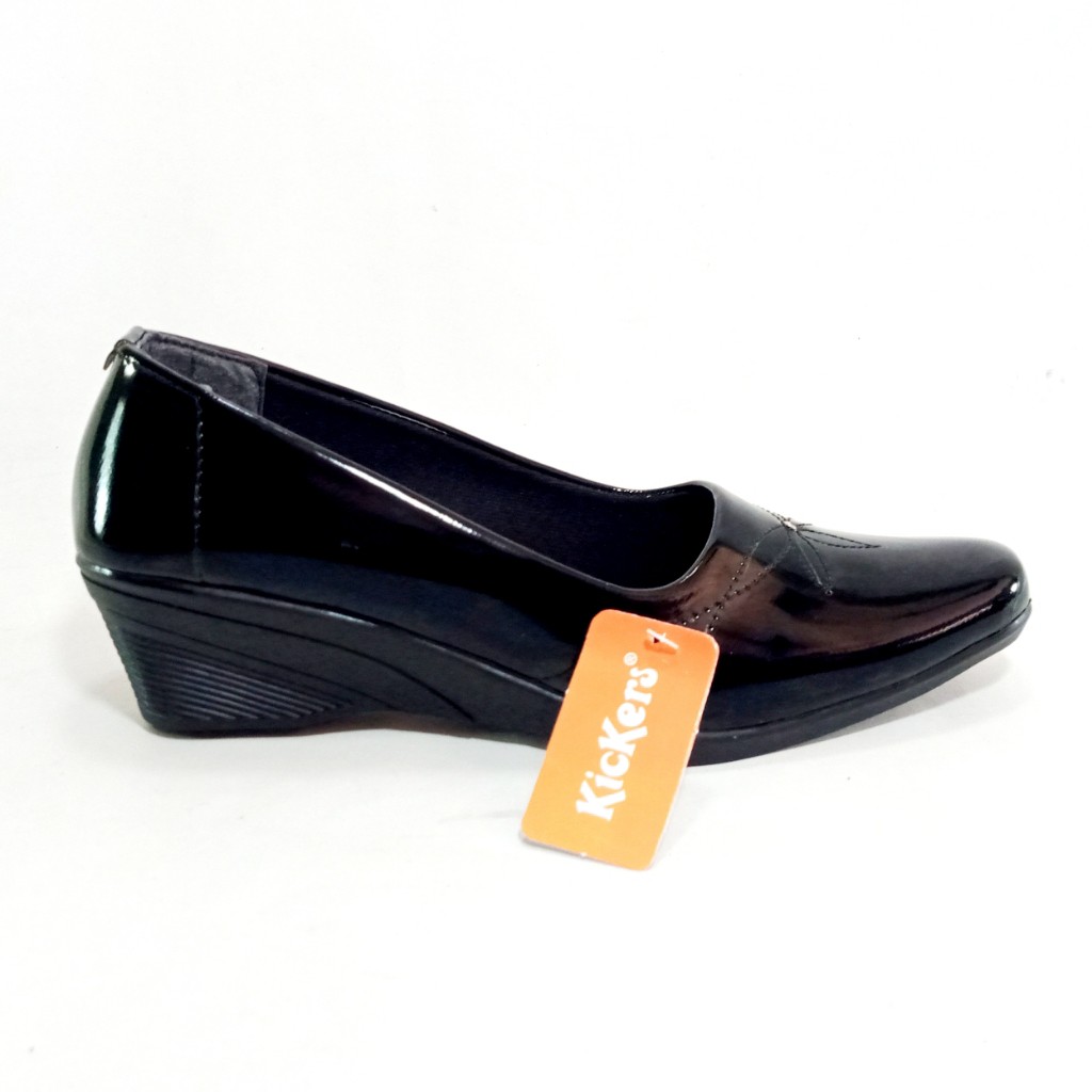 Kickers GL.11 Sepatu Pantofel Wanita Kilap Hak 5cm Size 36-41 Hitam