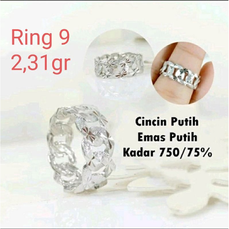 Cincin putih sisik naga emas putih kadar 750