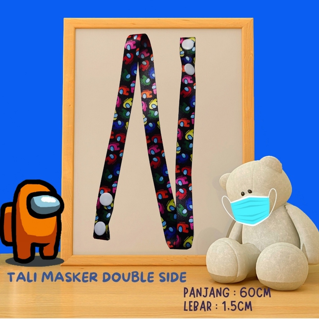 Tali Masker / Strap Mask / Kalung Masker Anak Double Side Bahan Lanyard Halus Ringan Among Us Black