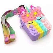 ➷ Pop It Unicorn Wallet Cross Mini Bag Tas Pop It Mini Dompet Anak Rainbow ➧