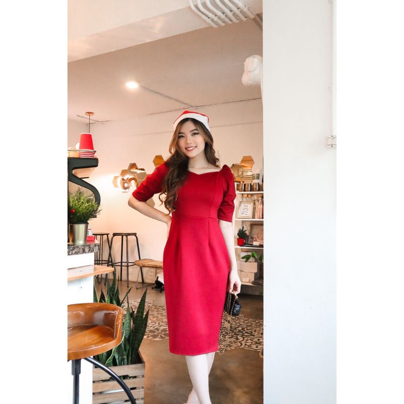 Casual Dress Wanita Elvina Midi Dress Casual Christmas