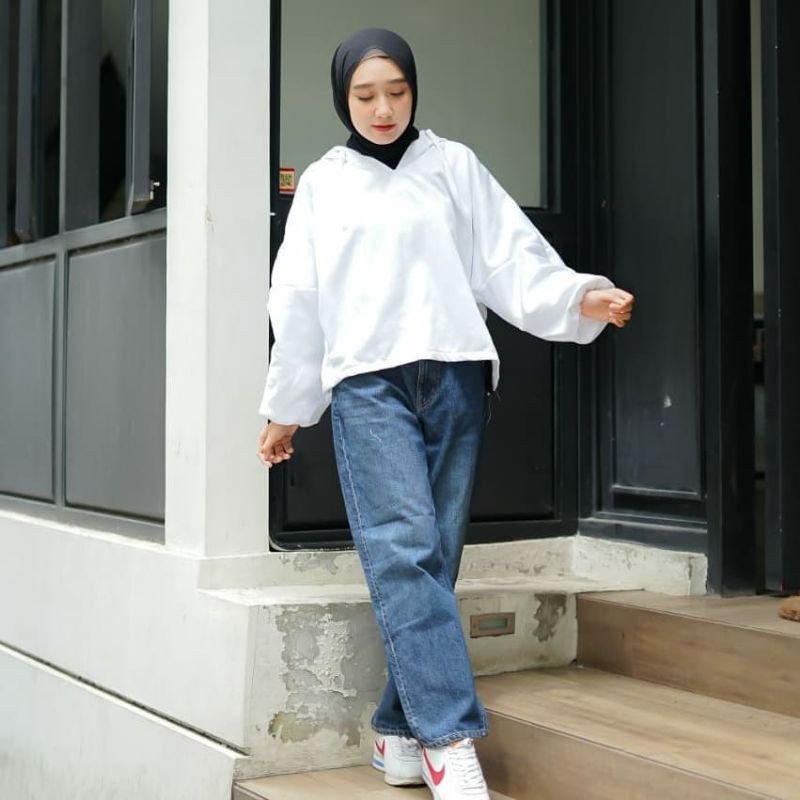 Batwing Hoodie Varra - V Neck - Allsize - Bahan Fleece Tebal dan lembut - Wanita