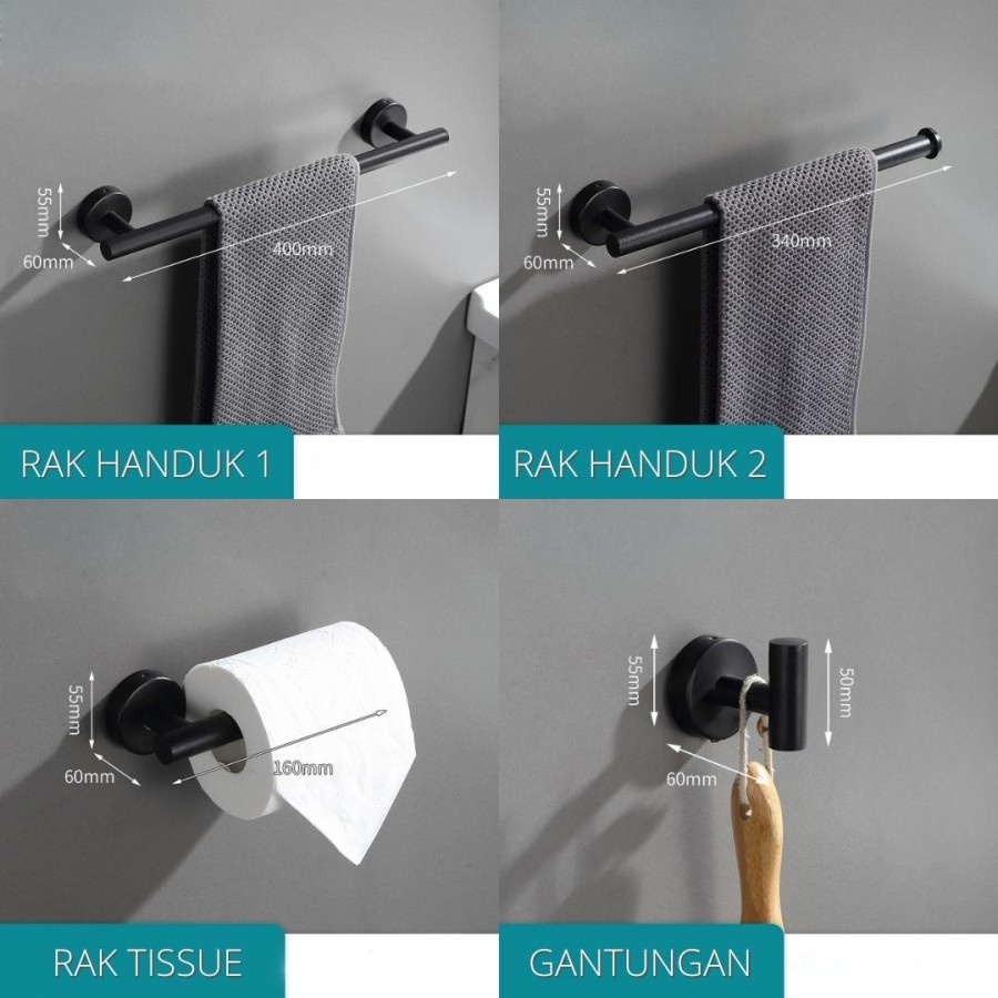 CEO Rak Kamar Mandi Set Stainless Rak Handuk Rak Tissue Multifungsi