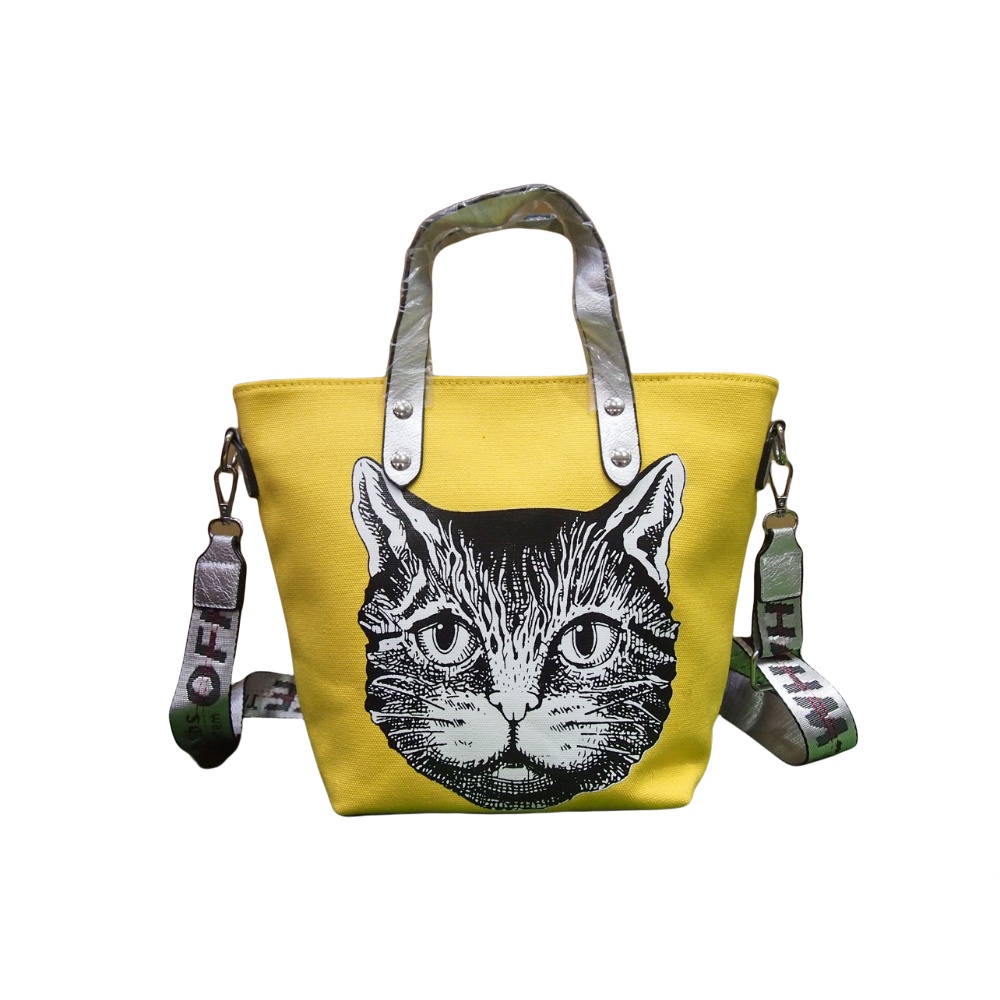 Auroraworld Tas Totebag Wanita Import Motif Kucing Kualitas super