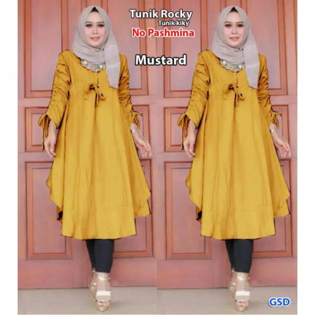 PAKAIAN WANITA TUNIK ROKI MUSTARD TERMURAH