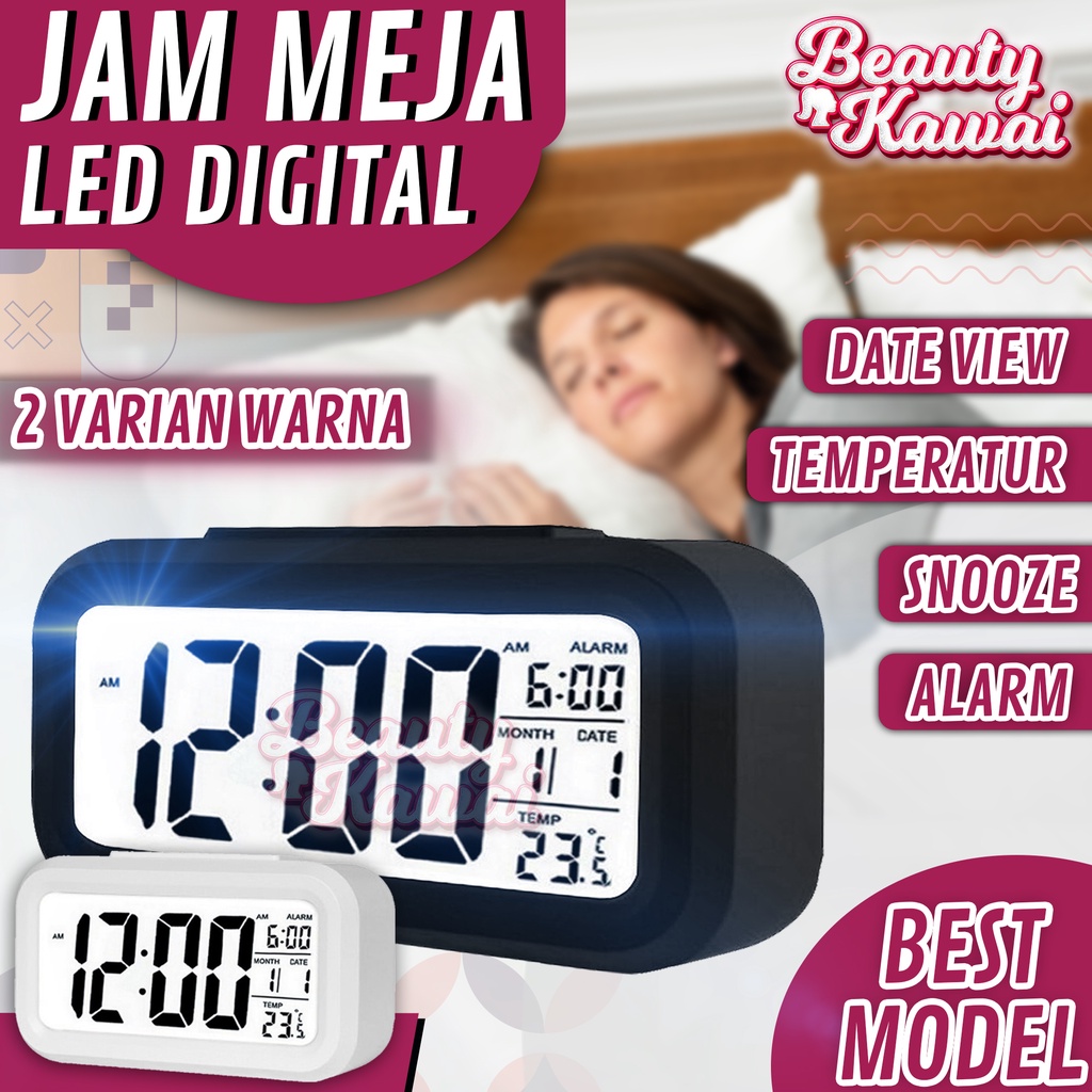 Jam Alarm Portable Meja Digital LED Screen Smart