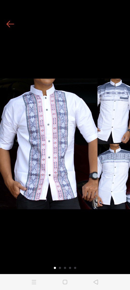 Trolis Grosir Kemeja Batik Pria Kombinasi Hitam Merah Kawung Tifbat Polmer Polhit  Lengan Pendek