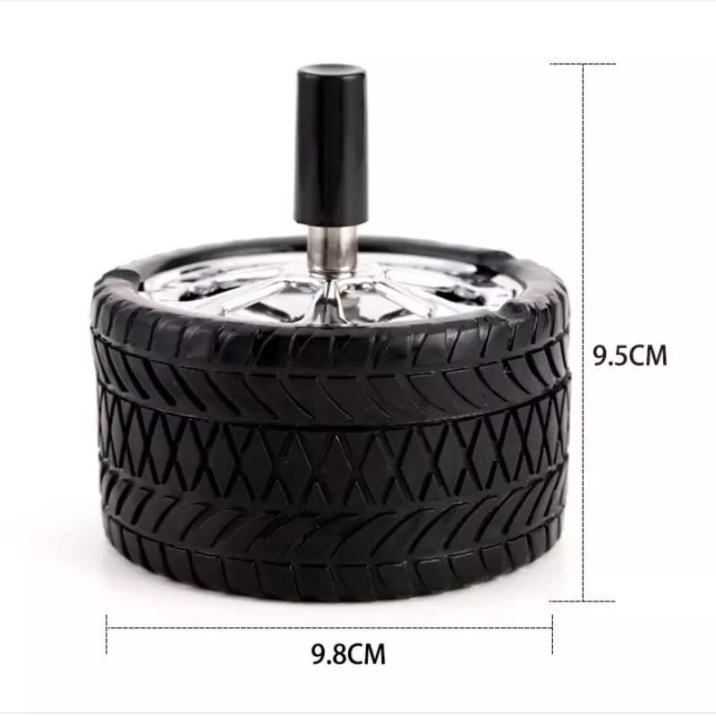 ASBAK ROKOK model Ban Roda Bulat STAINLESS TEKAN PUTAR BERSIH OTOMATIS ROTASI ROUND ASHTRAY