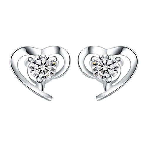 Hu Hu Hu Hu Hu Alat Bantu Pasang Kacamata♡ Anting Tusuk Sterling Silver 925 Desain Hati Hias Cubic Zirconia Untuk Wanita