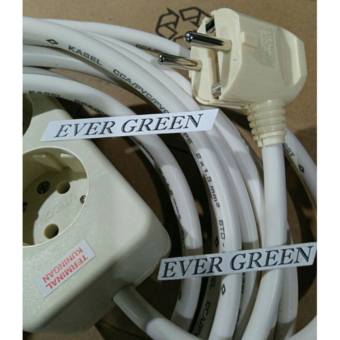 Sambungan Kabel 5/10 meter (NYM 2x1.5) + Stop Kontak 2/3/4 lubang UTICON + Steker BENGKOK/Colokan Ar