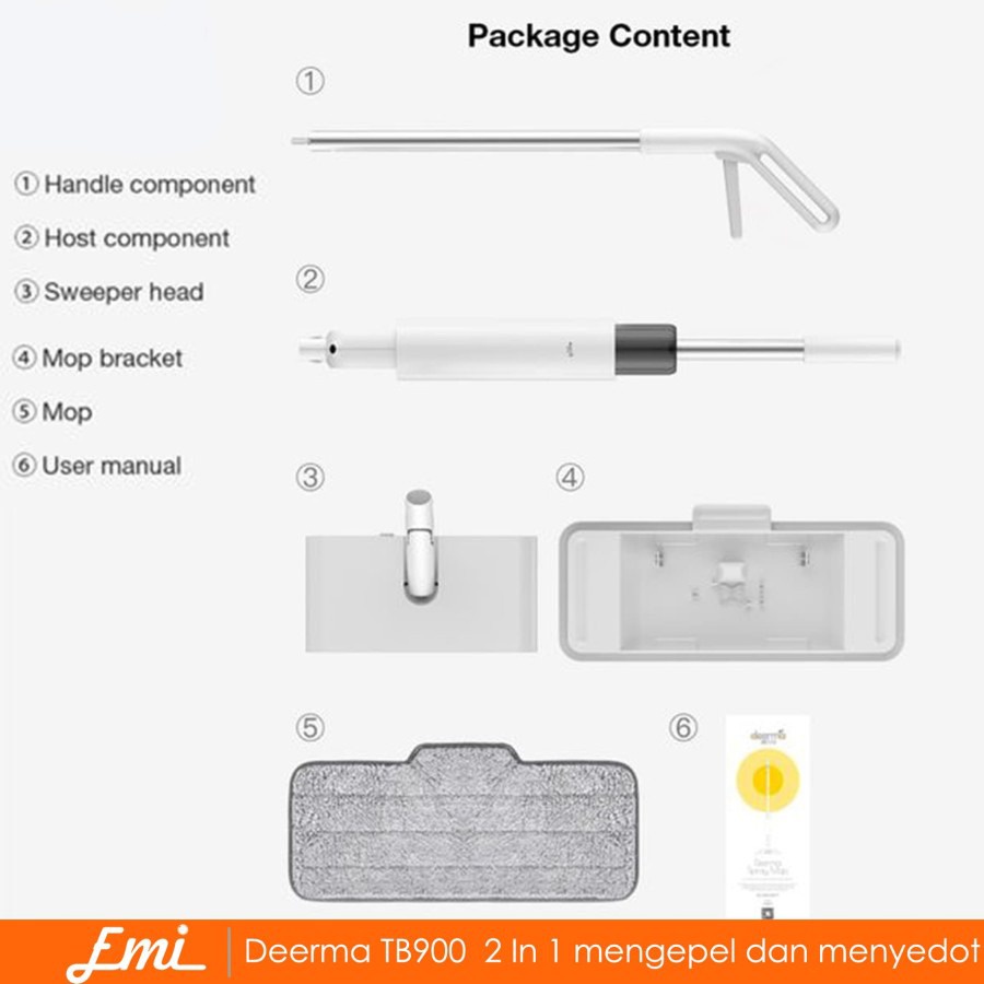 Deerma TB900 2 In 1 Handheld sapu dan pel