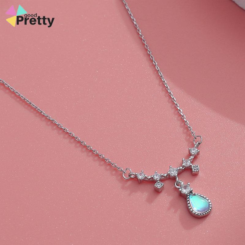 Kalung Fashion Wanita All-match Niche Design Light Luxury Moonstone Water Drop Necklace - PD