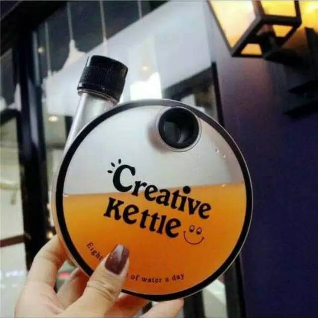BOTOL MINUM CREATIVE KETTLE / BOTOL MINUM BULAT GEPENG