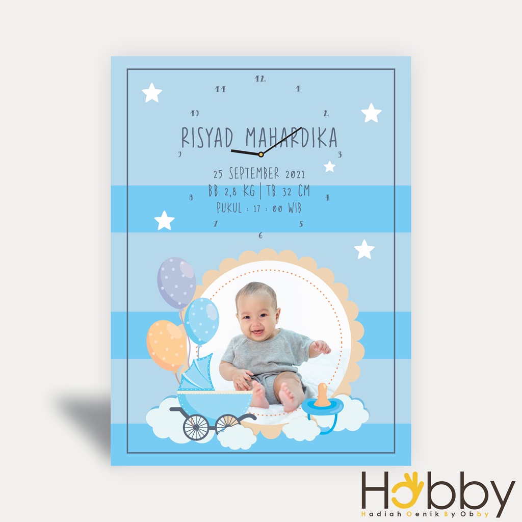 JAM DINDING CUSTOM UNIK FOTO NAMA KADO BAYI NEW BORN KAYU HADIAH BAYI CEWEK MEJA DUDUK NIKAH CUSTOM