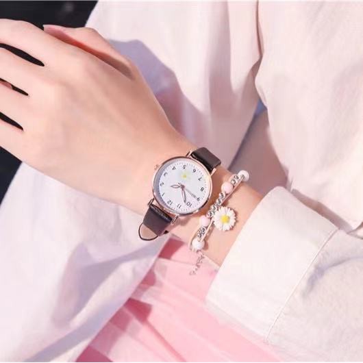 Jam Tangan Wanita Quartz Analog Fashion Gaya Korea Motif Bunga Daisy Import