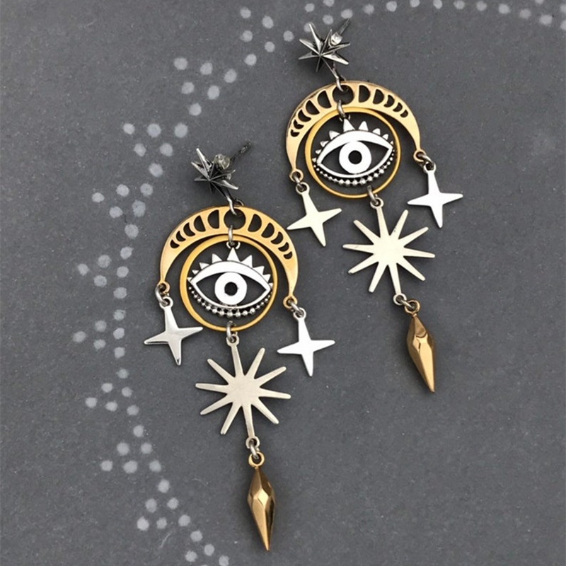 Anting Kait Gantung Bahan Alloy Desain Mata Horus Gaya Retro Untuk Wanita