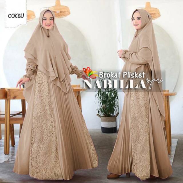 SET GAMIS SYARI BAJU MUSLIMAH PESTA MEWAH BROKAT BRUKAT 3D BUSUI JUMBO KHIMAR CERUTY PET ANTEM ORI