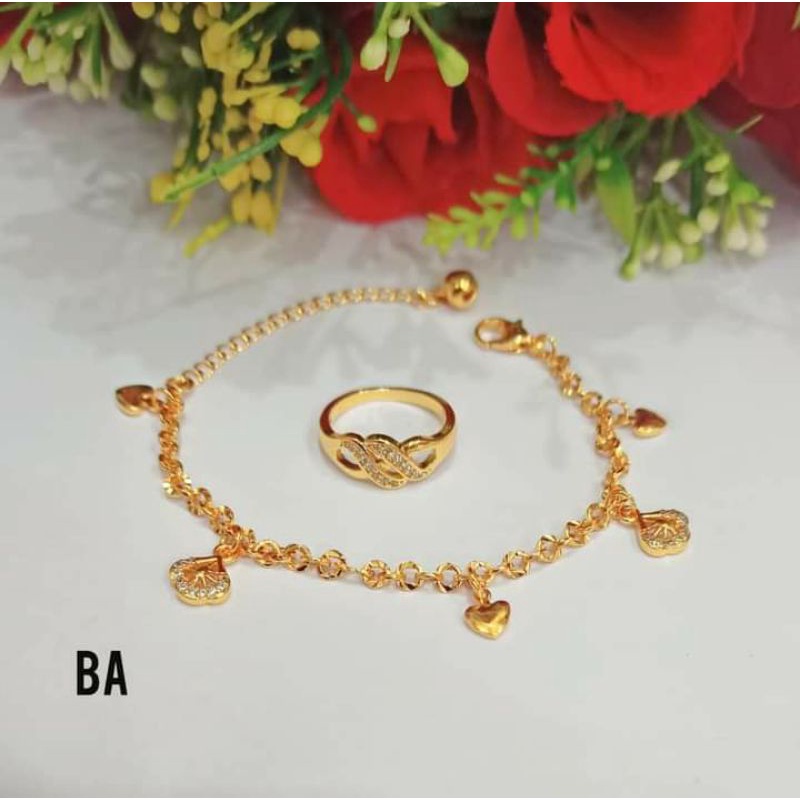 Gelang Nuri Jurai Free Cincin Permata Zircon Gold Perhiasan Wanita Modern (COD)