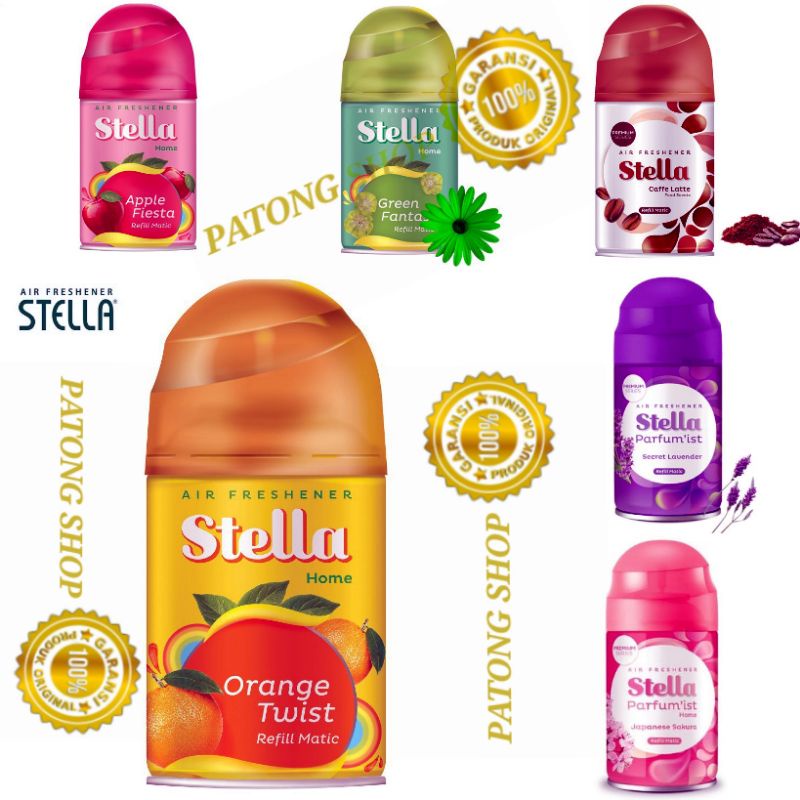 Pengharum Ruangan STELLA MATIC REFILL 225ML CAFEE LATE / ORANGE TWIST / APPLE FIESTA / GREEN FANTASY / PARFUM'IST SECRET LAVENDER / PARFUM'IST JAPANESE SAKURA