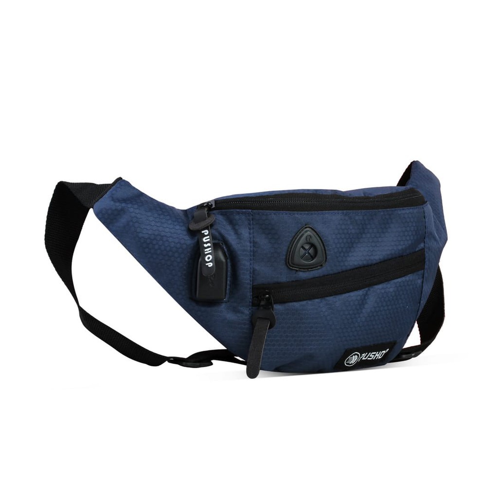 Waist Bag USB Waterproof Pushop Rijivk Keren Premium Murah Berkualitas