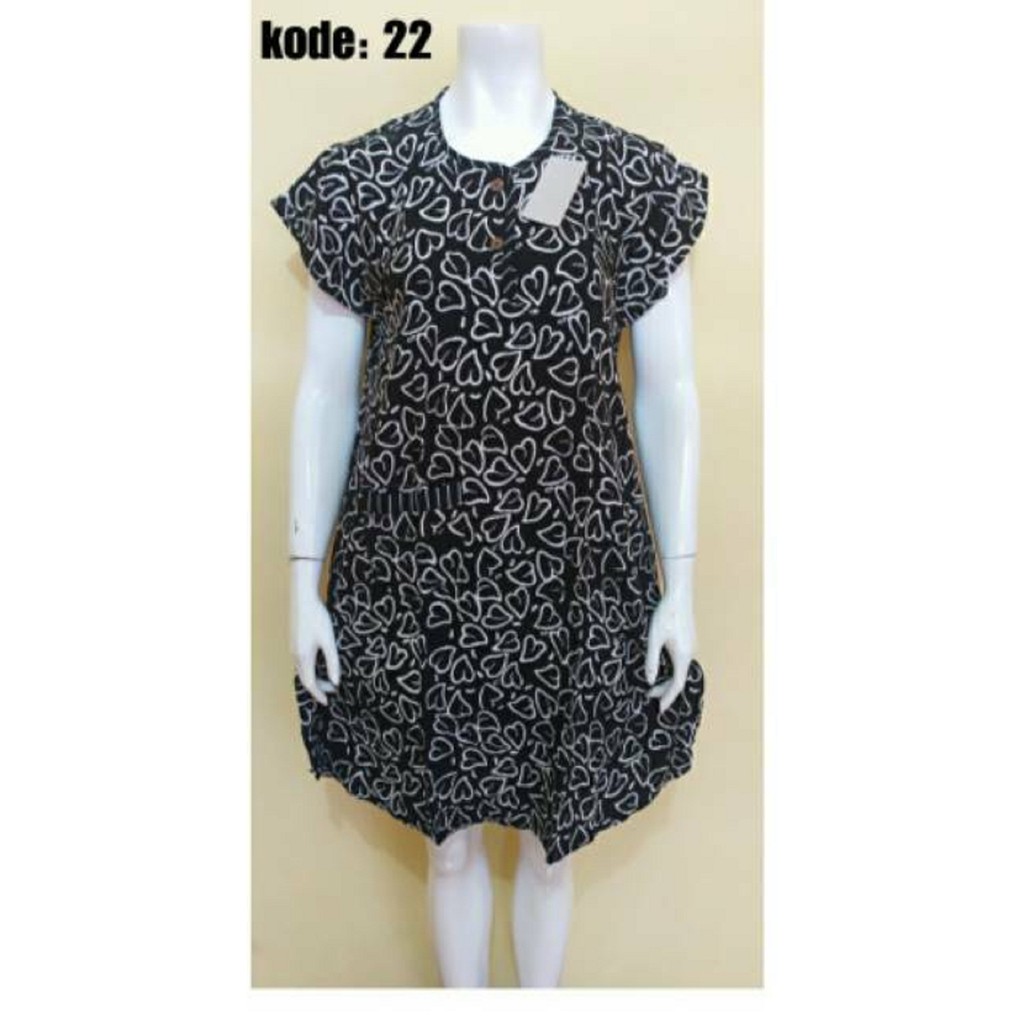 Baju Daster Batik Cap Solo Monocrome Lengan Pendek Premium