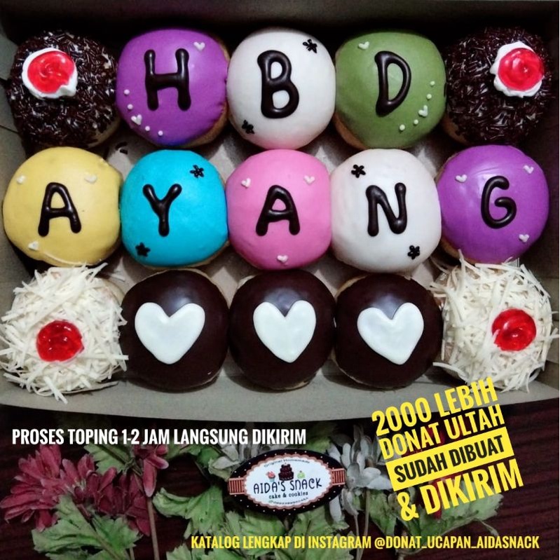 Kue cake donat ultah ulang tahun Aida's snack bandung unik murah toping warna warni