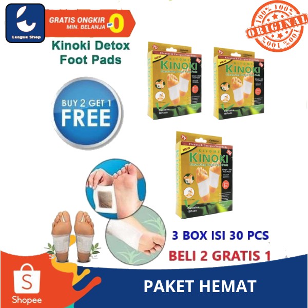 3 BOX ISI 30 PCS  Kinoki Gold Detox Foot Pads Ampuh Buang Racun (Koyo Kaki Herbal) Beli 2 Gratis 1