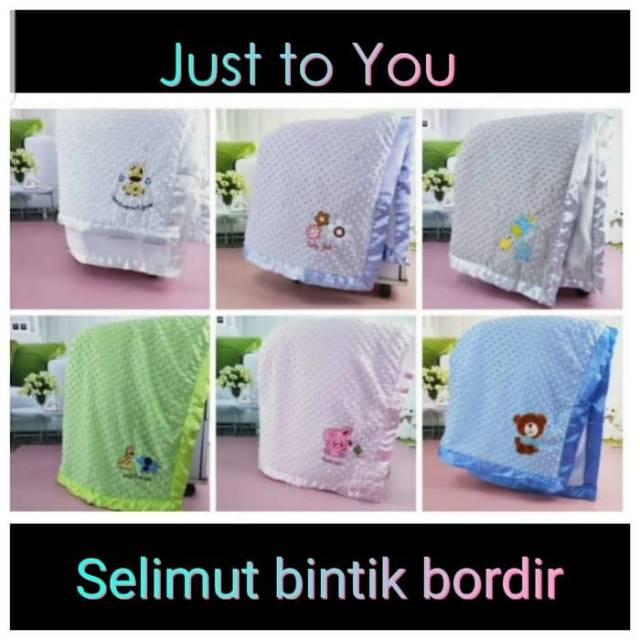 Selimut Double Fleece Bintik Bordir Baby Minky Blanket Selimut Bayi