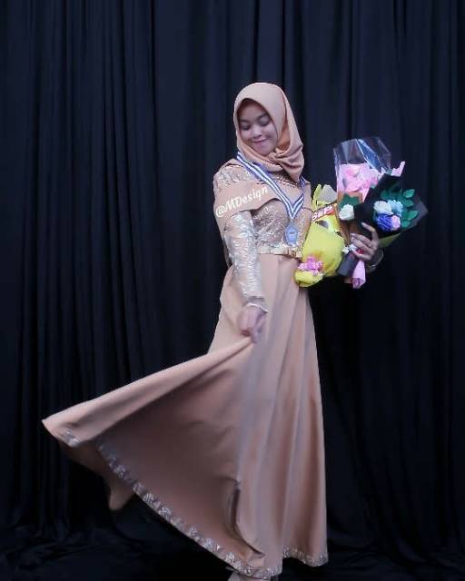 GAMIS BRUKAT MEWAH KOMBINASI POLOS MOTE PRINCESS